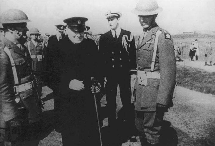 Winston Churchill visiting US Marines on Iceland
