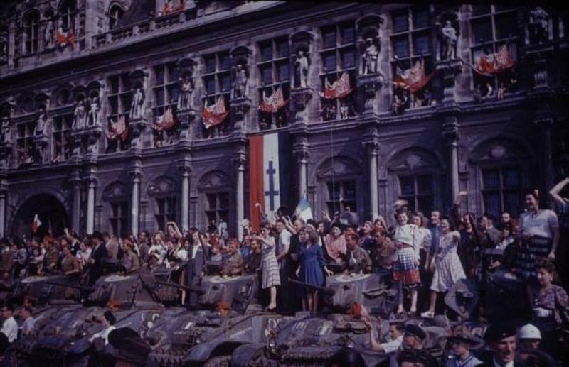 2 Armored Division (France) parade on Champs Elysees
