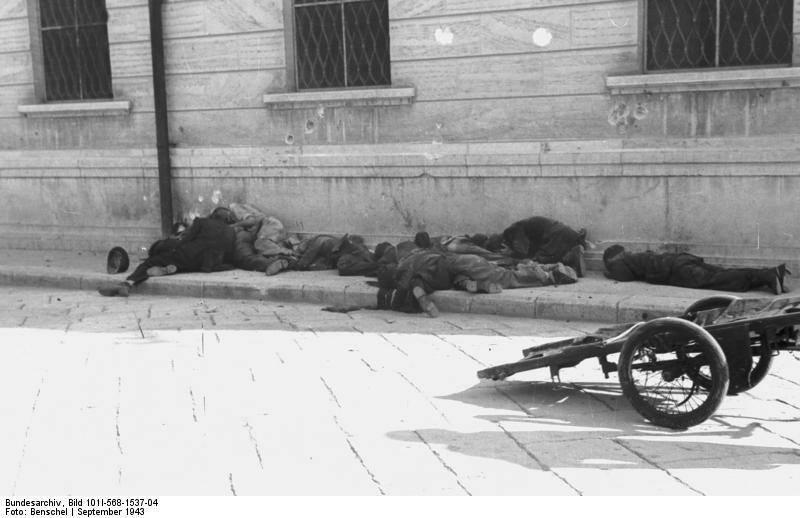 Paratroopers of the Hermann Goering div. shot 10 traffic policemen and two street sweepers