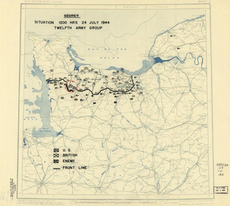 1 Infantry Division (USA) poised to serve in the breakout force for Operation COBRA